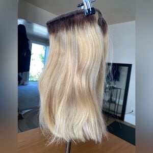 HAIRDO Human Hair Ponytail CLIP VELCRO WRAP EXTENSION KEN PAVES BLOND DARK ROOTS